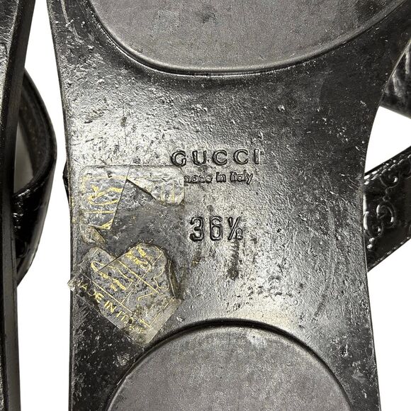 Gucci Microguccissima Patent Leather Interlocking GG Thong Sandals EU 36.5 Black - Picture 11 of 11